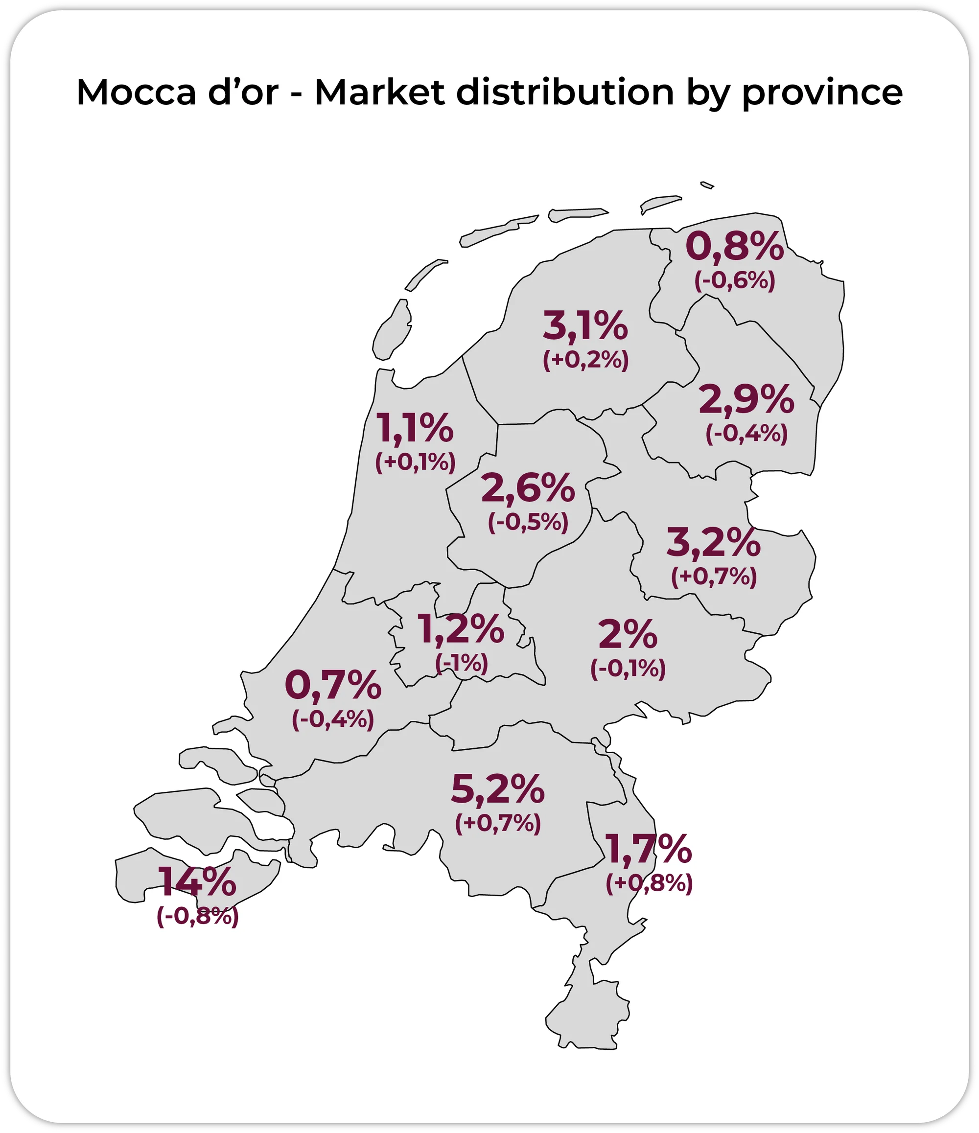Map of Mocca d'Or's market distribution by province